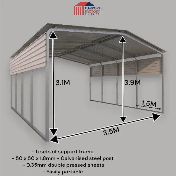 Portable Carport 6.2(W)x6.0(D)x3.9(H)m Gable Roof My Store