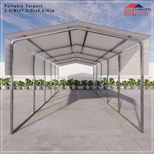 Portable Carport 3.5(W)x7.5(D)x2.8(H)m Gable Roof