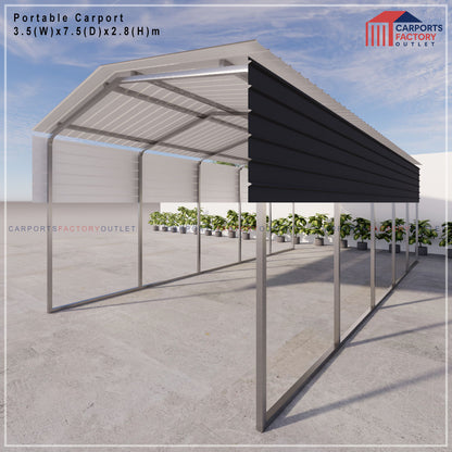 Portable Carport 3.5(W)x7.5(D)x2.8(H)m Gable Roof