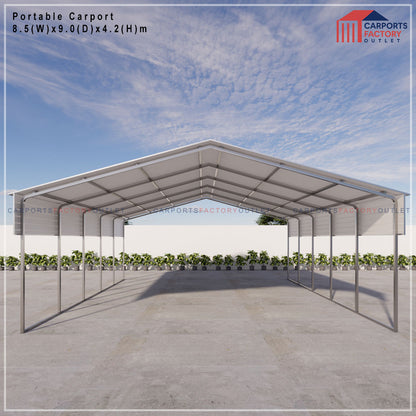 Portable Carport 8.5(W)x9.0(D)x4.2(H)m Gable Roof