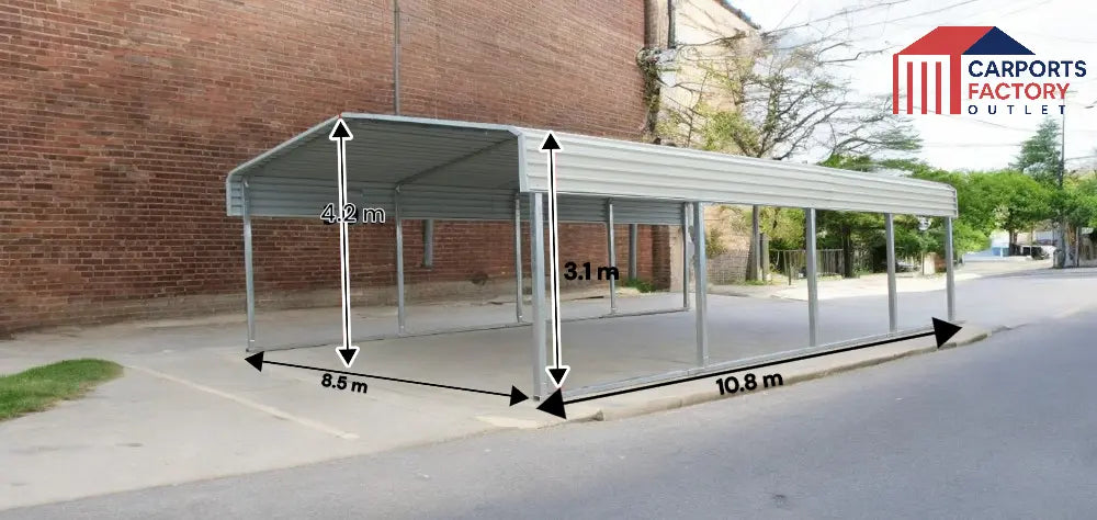 Portable Carport 8.5(W)x10.8(D)x4.2(H)m Wrapped Roof - Carports Factory Outlet