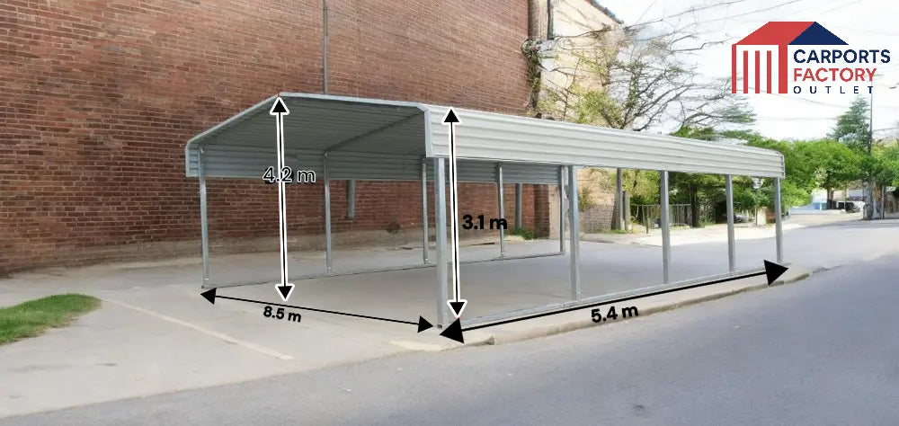 Portable Carport 8.5(W)x5.4(D)x4.2(H)m Wrapped Roof - Carports Factory Outlet