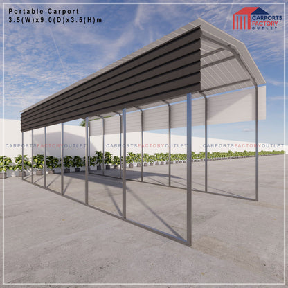 Portable Carport 3.5(W)x9.0(D)x3.5(H)m Gable Roof
