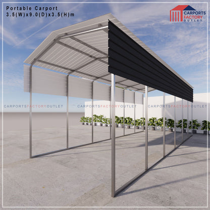 Portable Carport 3.5(W)x9.0(D)x3.5(H)m Gable Roof