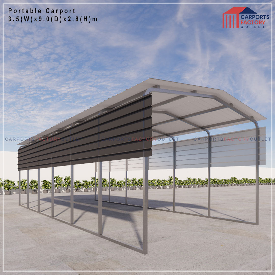 Portable Carport 3.5(W)x9.0(D)x2.8(H)m Gable Roof