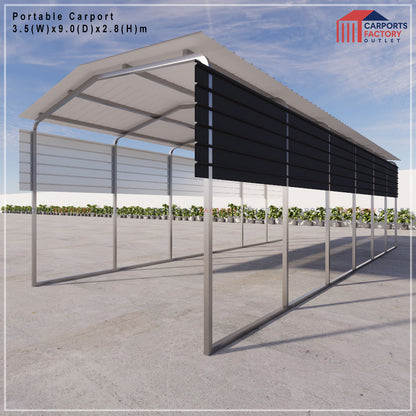 Portable Carport 3.5(W)x9.0(D)x2.8(H)m Gable Roof