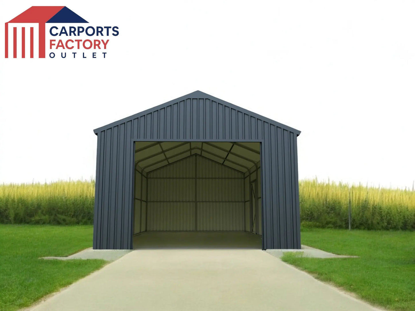 Steel Structure Shed 3.4(W)x5.9(D)x3.2(H)m Workshop Garage with Roller Door & Single Door - Carports Factory Outlet