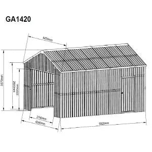 Steel Structure Shed 4.2(W)x5.9(D)x3.4(H)m Workshop Garage with Roller Door & Single Door - Carports Factory Outlet