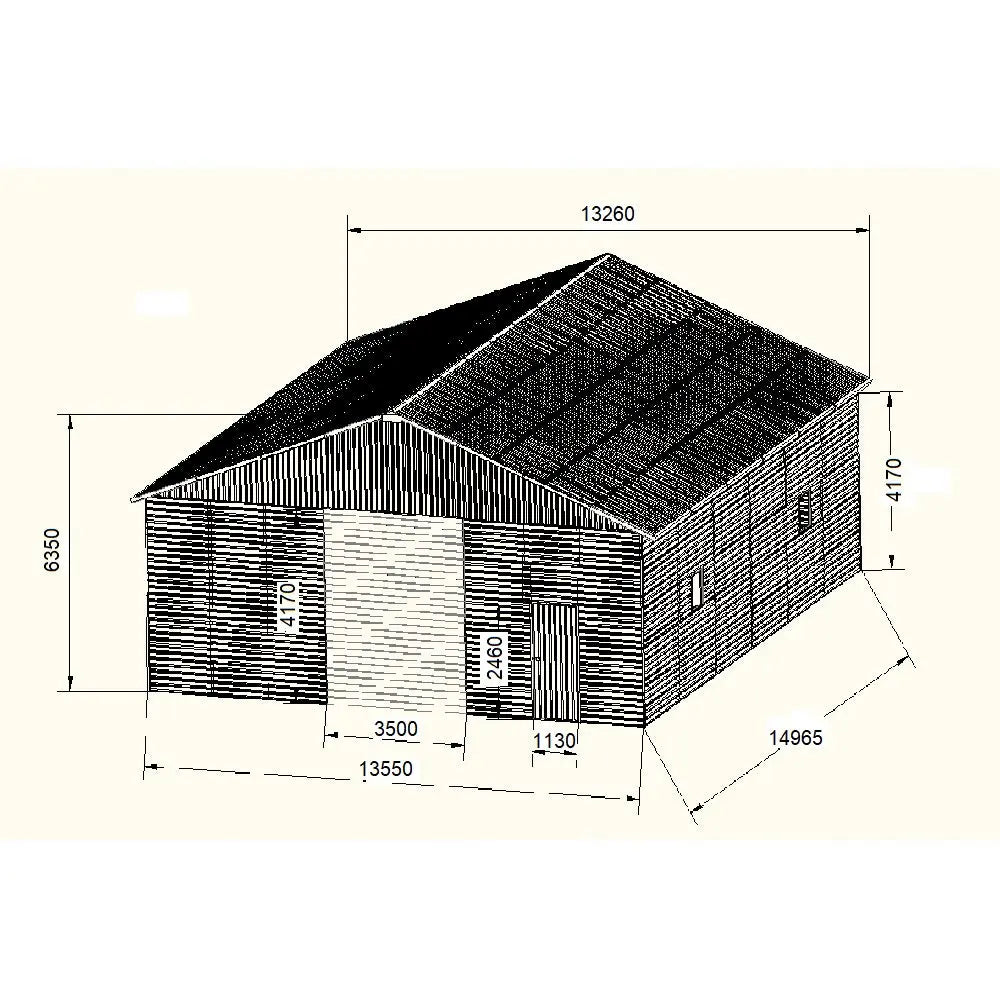 Steel Structure Shed 13.2(W)x15.0(D)x6.3(H)m Auto Roller Door & Single Door - Carports Factory Outlet