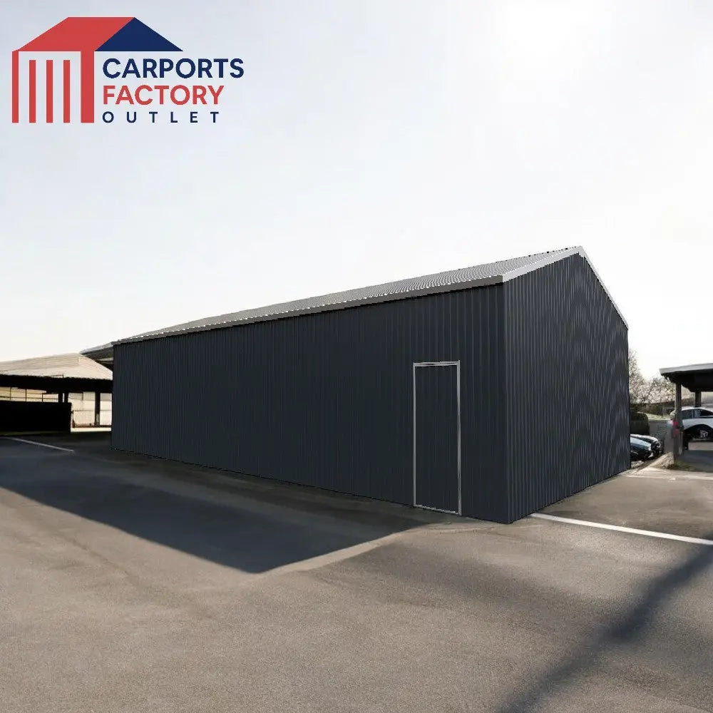 Steel Structure Shed 7.6(W)x15.0(D)x4.1(H)m Double Auto Roller Doors & Single Door - Carports Factory Outlet